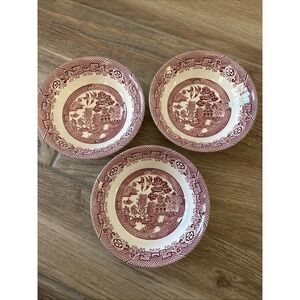 RED Willow Woods Ware Wood & Sons England Soup Salad Bowls 3 Rare Excellent Cond